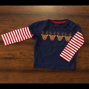 Baby Boden Cotton Long Sleeve Reindeer Shirt